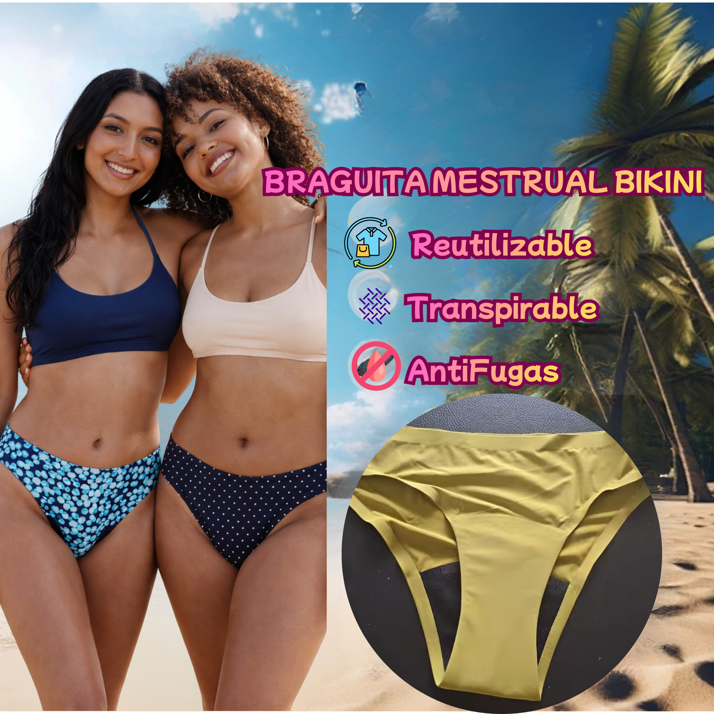 Braguita Menstrual tipo Bikini © 2026, BERIXI - Cómoda, Segura y Discreta